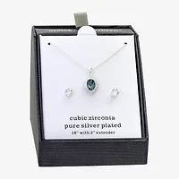 Sparkle Allure Womens Blue Cubic Zirconia Pure Silver Over Brass 2-pc. Jewelry Set