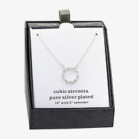 Sparkle Allure Womens Cubic Zirconia Pure Silver Over Brass Round 16 Inch Pendant Necklace