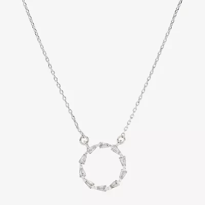 Sparkle Allure Womens Cubic Zirconia Pure Silver Over Brass Round 16 Inch Pendant Necklace