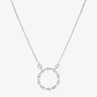 Sparkle Allure Womens Cubic Zirconia Pure Silver Over Brass Round 16 Inch Pendant Necklace