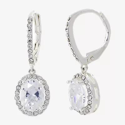 Sparkle Allure Womens Cubic Zirconia Pure Silver Over Brass Oval Drop Earrings