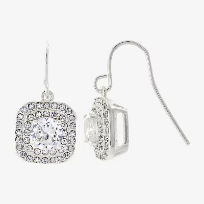 Sparkle Allure Womens Cubic Zirconia Pure Silver Over Brass Drop Earrings