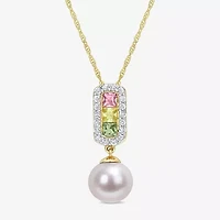 Womens White Cultured Freshwater Pearl 14K Gold 17 Inch Pendant Necklace