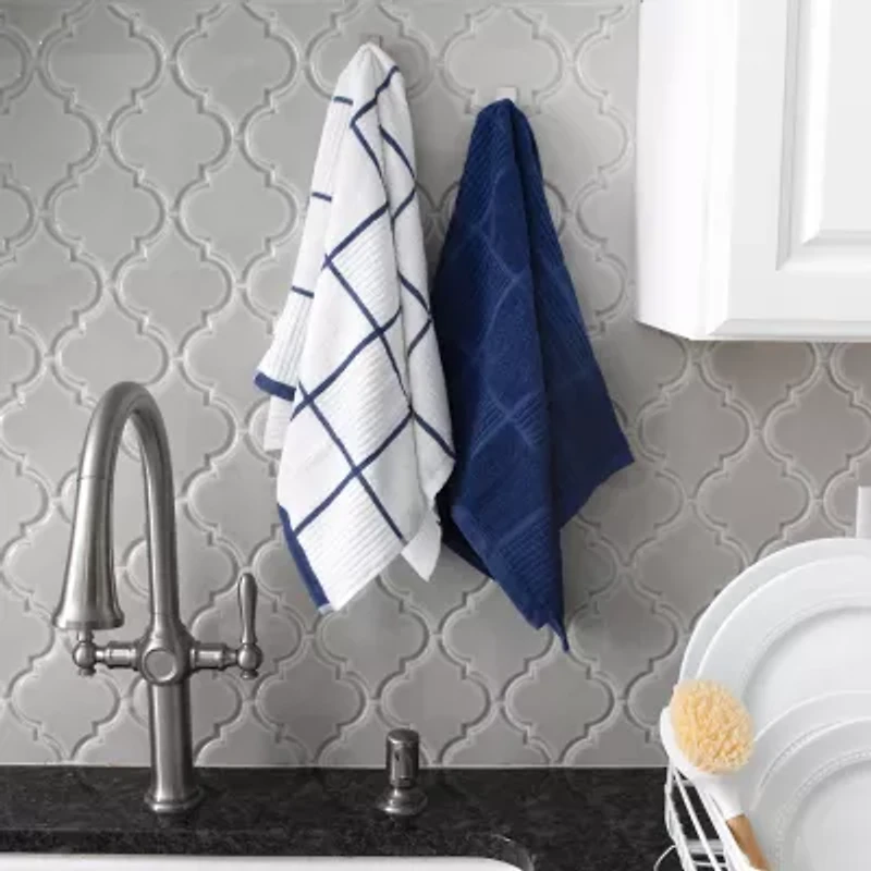 T-Fal Solid & Check Parquet 2-pc. Kitchen Towel Set