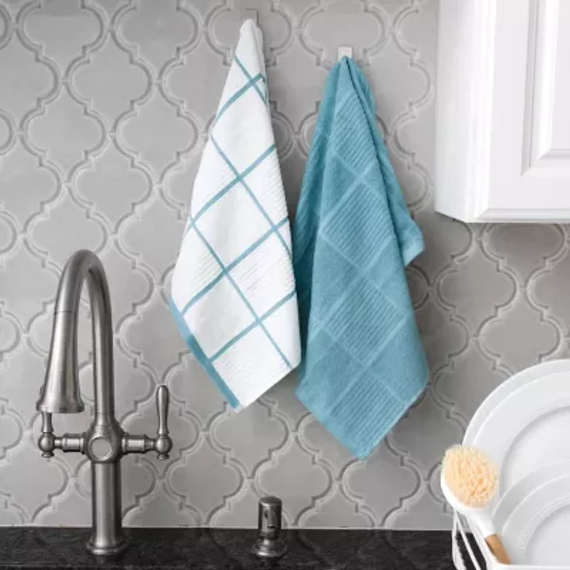 T-Fal Solid & Check Parquet 2-pc. Kitchen Towel Set