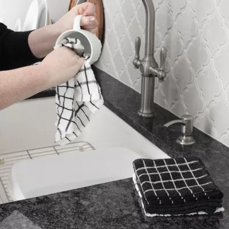 Ritz Terry 6-pc. Solid and Check Dish Cloth Set