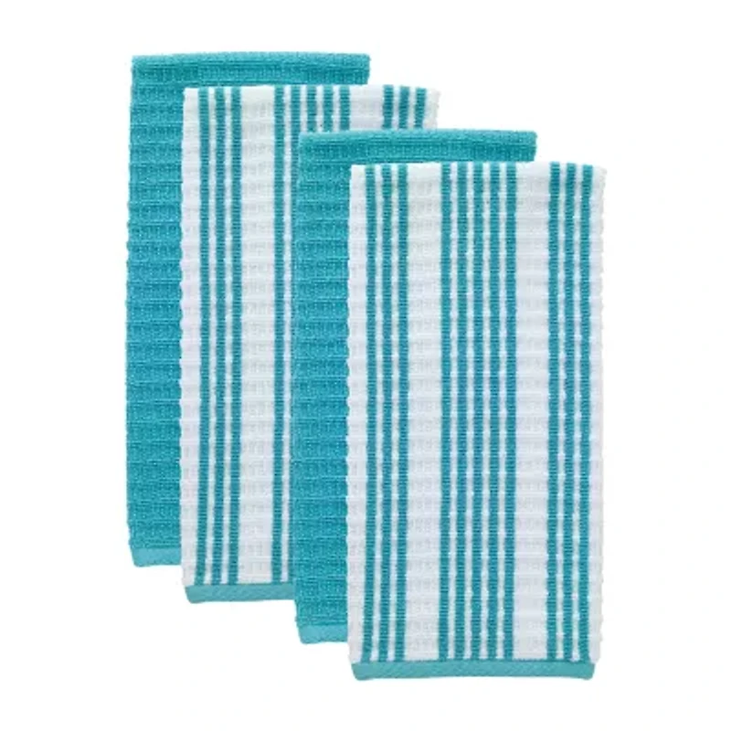 T-Fal Solid and Stripe Waffle 4-pc. Kitchen Towel Set