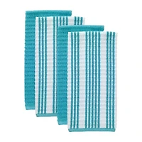 T-Fal Solid and Stripe Waffle 4-pc. Kitchen Towel Set