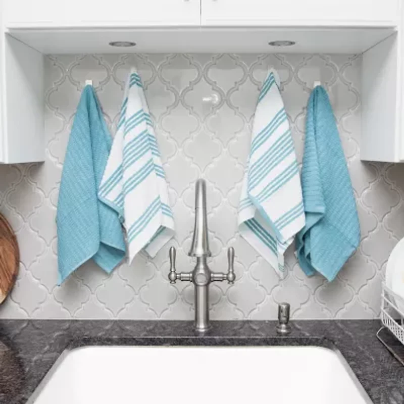 T-Fal Solid and Stripe Waffle 4-pc. Kitchen Towel Set