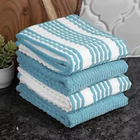 T-Fal Solid and Stripe Waffle 4-pc. Kitchen Towel Set