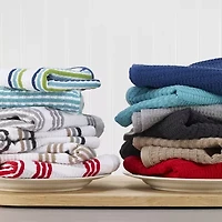 T-Fal Solid and Stripe Waffle 4-pc. Kitchen Towel Set