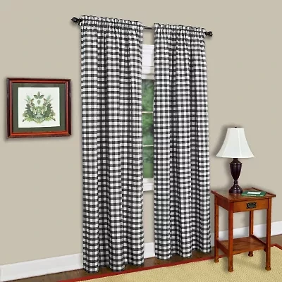 Achim Buffalo Check Rod Pocket Light-Filtering Single Curtain Panel