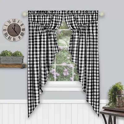 Achim Buffalo Check Gathered Swagger Rod Pocket Light-Filtering Set of 2 Curtain Panel