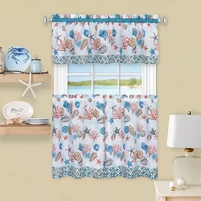 Achim Coastal 3-pc. Rod Pocket Kitchen Curtains & Drapes Window Set