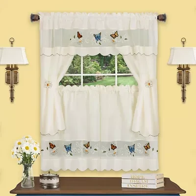 Achim Daisy Meadow 3-pc. Rod Pocket Kitchen Curtains & Drapes Window Set