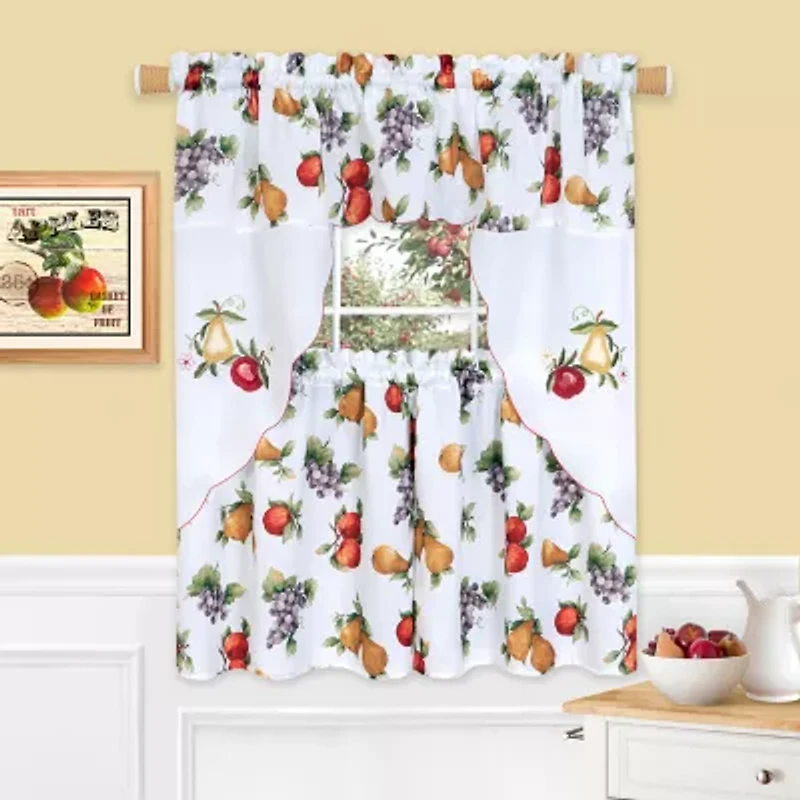 Achim Ambrosia 3-pc. Rod Pocket Kitchen Curtains & Drapes Window Set