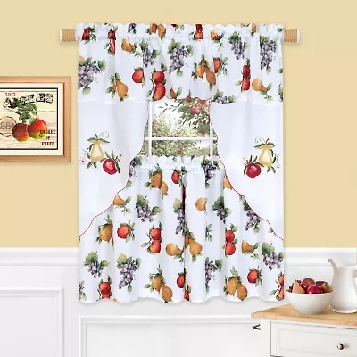 Achim Ambrosia 3-pc. Rod Pocket Kitchen Curtains & Drapes Window Set