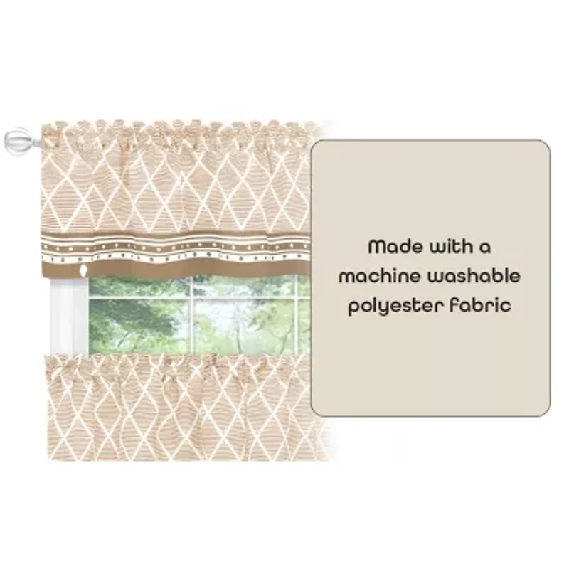Achim Boho 3-pc. Rod Pocket Kitchen Curtains & Drapes Window Set