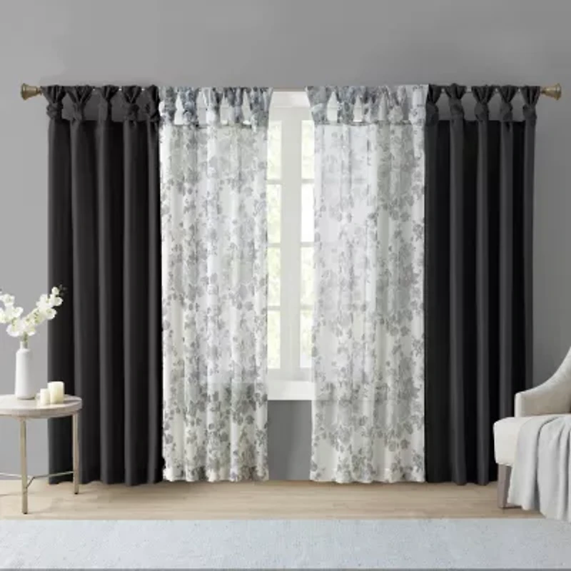Madison Park Natalie Twisted Tab Top Light-Filtering Single Curtain Panel