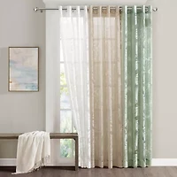 Madison Park Kauna Palm Leaf Grommet Top Sheer Single Curtain Panel