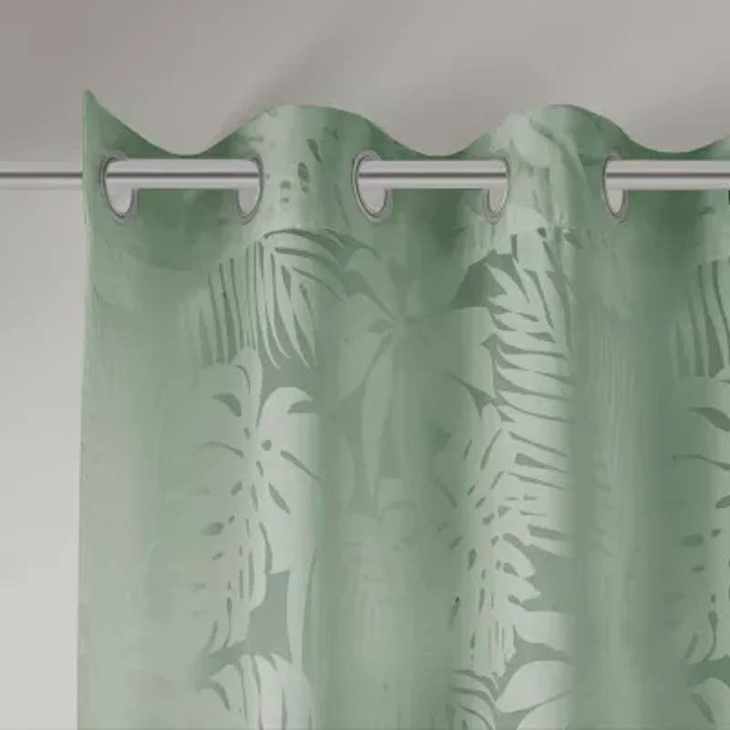 Madison Park Kauna Palm Leaf Grommet Top Sheer Single Curtain Panel