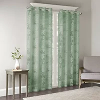 Madison Park Kauna Palm Leaf Grommet Top Sheer Single Curtain Panel
