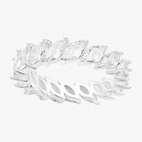 Sparkle Allure Womens 5MM Cubic Zirconia Pure Silver Over Brass Marquise Eternity Band