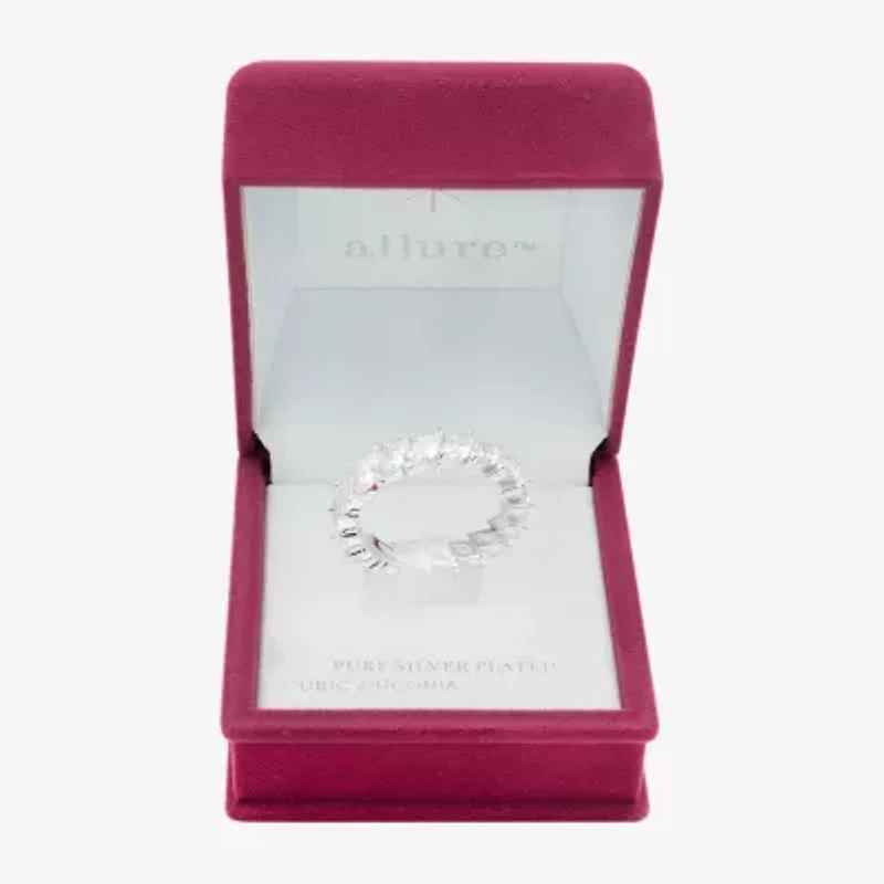 Sparkle Allure Womens 5MM Cubic Zirconia Pure Silver Over Brass Marquise Eternity Band