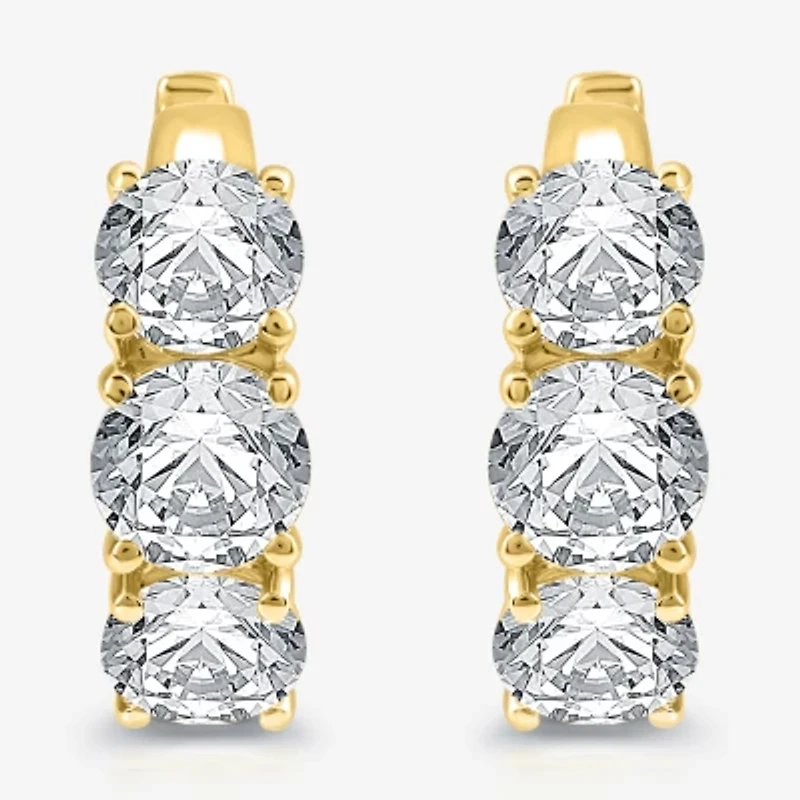 (G/Si1-Si2) Womens 5 CT. T.W. Lab Grown White Diamond 14K Gold 18.9mm Hoop Earrings