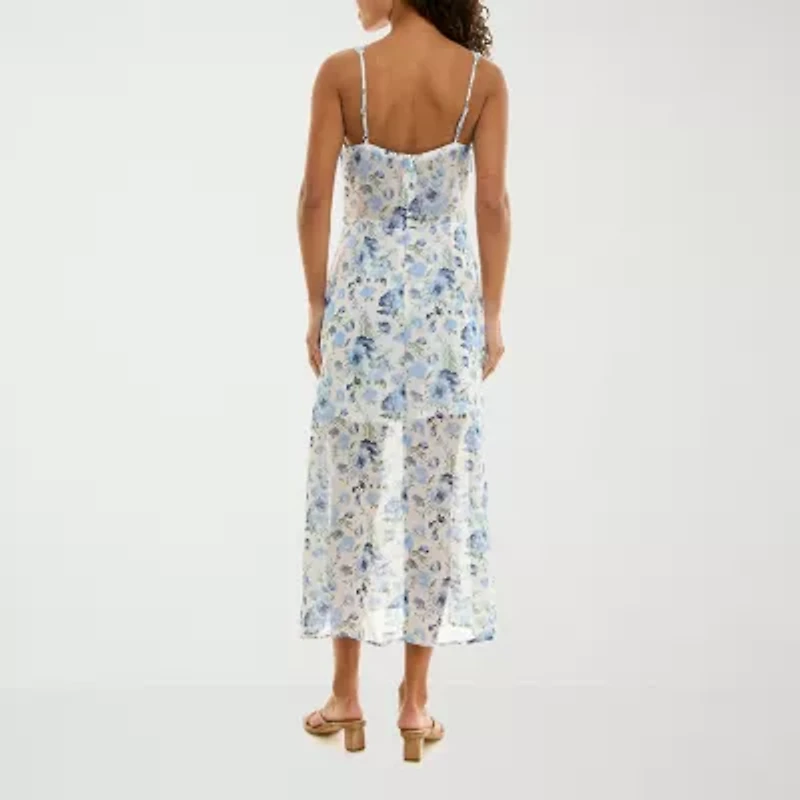Trixxi Womens Midi Floral Juniors A-Line Dress