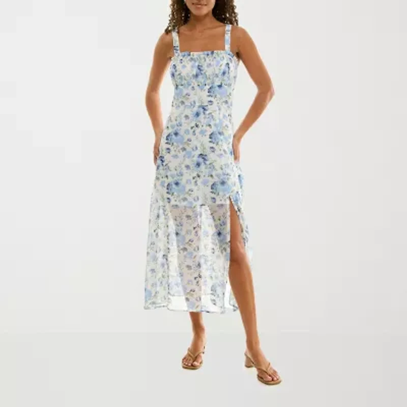 Trixxi Womens Midi Floral Juniors A-Line Dress
