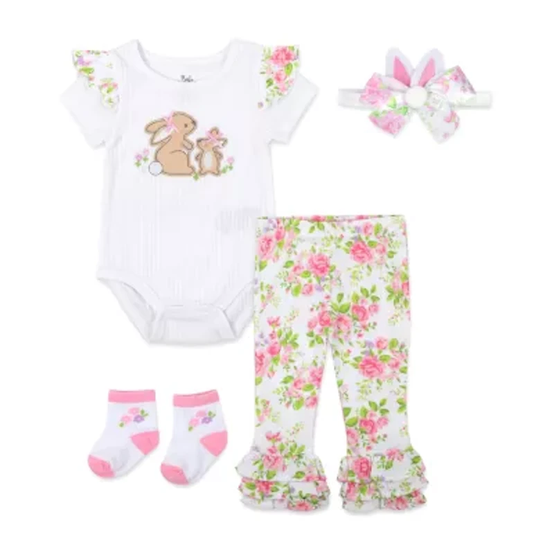 Baby Essentials Easter Girls 4-pc. Clothing Set