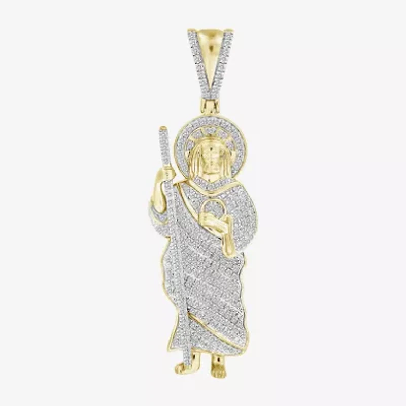 St.Jude" Mens 1/ CT. T.W. Natural White Diamond 10K Gold Pendant