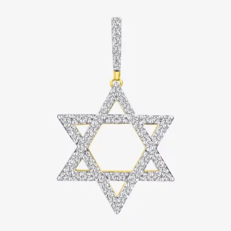 "Star Of David" Mens 3/4 CT. T.W. Natural White Diamond 10K Gold Star Pendant
