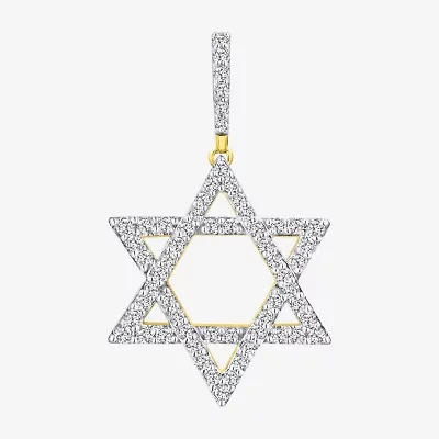 "Star Of David" Mens 3/4 CT. T.W. Natural White Diamond 10K Gold Star Pendant