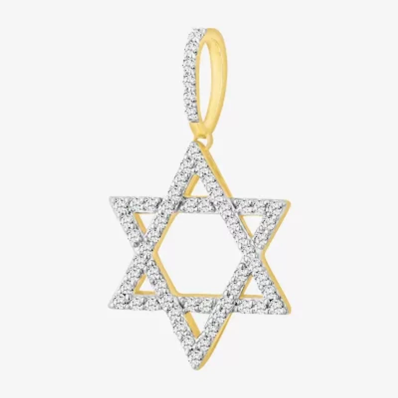 "Star Of David" Mens 3/4 CT. T.W. Natural White Diamond 10K Gold Star Pendant