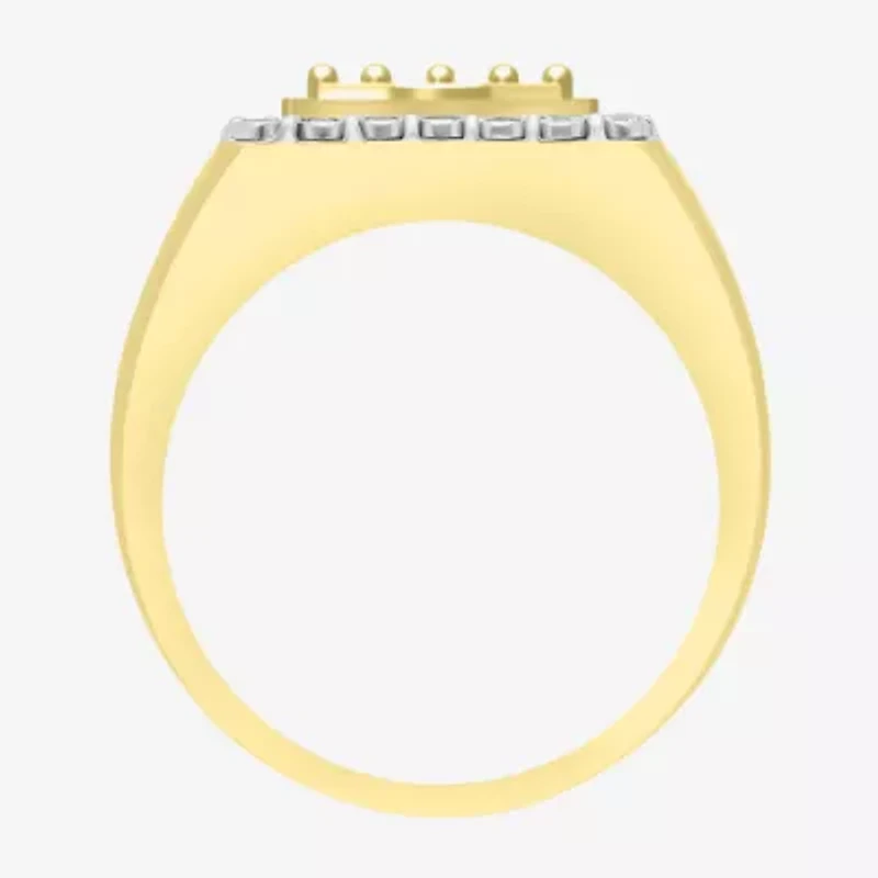 Mens 1/4 CT. T.W. Natural White Diamond 10K Gold Crown Fashion Ring