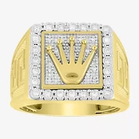 Mens 1/4 CT. T.W. Natural White Diamond 10K Gold Crown Fashion Ring
