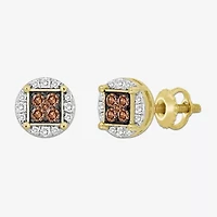 3/4 CT. T.W. Natural Champagne Diamond 10K Gold 10mm Stud Earrings
