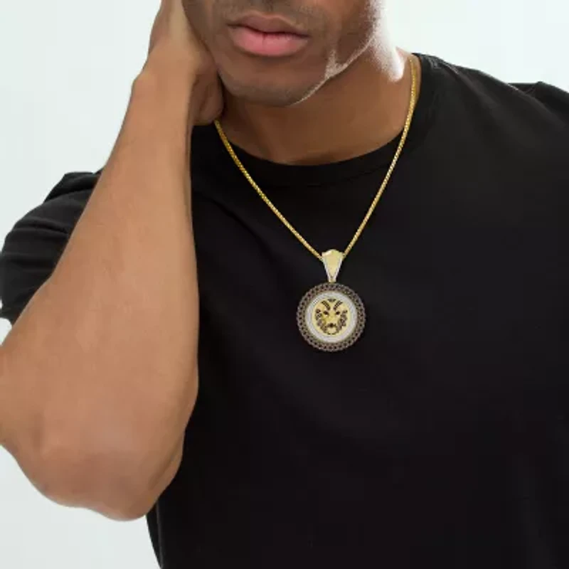 "Lion" Mens 1 1/4 CT. T.W. Natural Champagne Diamond 10K Gold Pendant