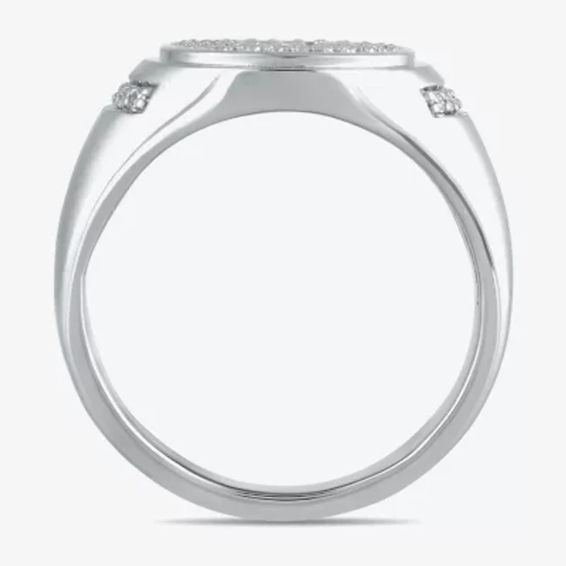 Mens 1/2 CT. T.W. Lab Grown White Diamond Sterling Silver Oval Cluster Fashion Ring
