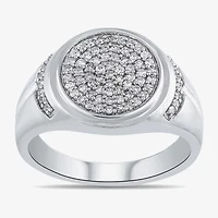 Mens 1/2 CT. T.W. Lab Grown White Diamond Sterling Silver Oval Cluster Fashion Ring