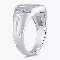 Mens 1/2 CT. T.W. Lab Grown White Diamond Sterling Silver Oval Cluster Fashion Ring