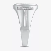 Mens 1/2 CT. T.W. Lab Grown White Diamond Sterling Silver Oval Cluster Fashion Ring