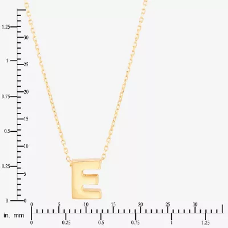 LIMITED QUANTITIES! Womens 10K Gold 18 Inch Block Initial Pendant Necklace