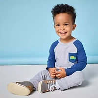 Okie Dokie Baby Boys Round Neck Long Sleeve Jumpsuit