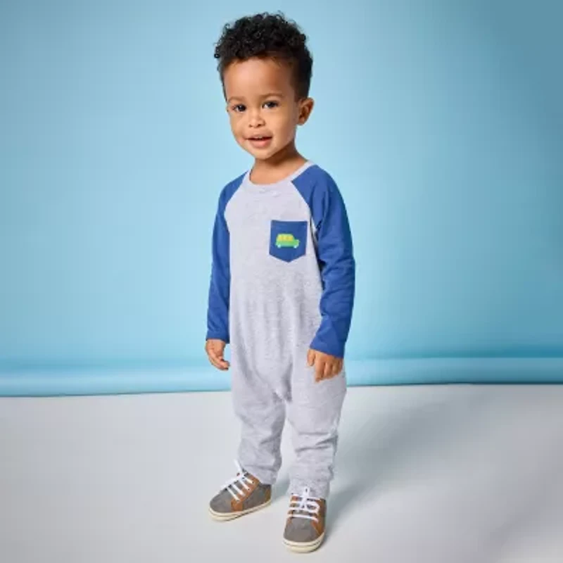 Okie Dokie Baby Boys Round Neck Long Sleeve Jumpsuit