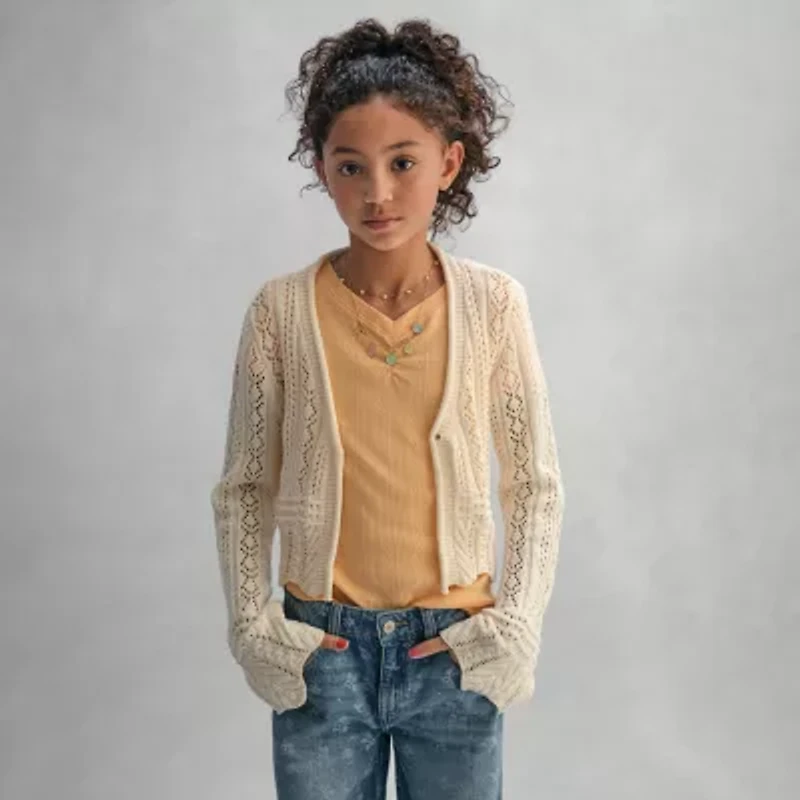 Thereabouts Little & Big Kid Girls Long Sleeve Tie Cardigan