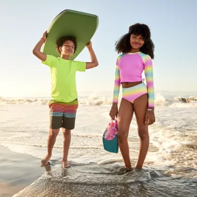 Thereabouts Above The Knee Boys Drawstring Waist Striped Board Shorts