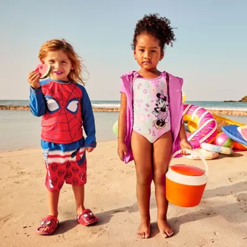 Disney Collection Little & Big Kid Boys Spiderman Swim Trunks